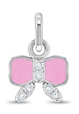 admirable pink bow sterling silver baby charm